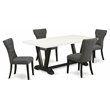 Pemberly Row V-Style 5-Piece Wood Dinette Table Set in Black Finish