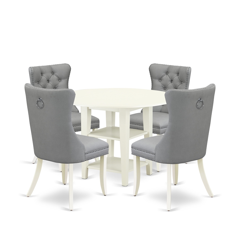 Pemberly Row 5-Pc Modern Kitchen Set in Linen White/Light Gray