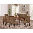 Pemberly Row 9-Piece Dining Set with High Back Chairs in Mahogany