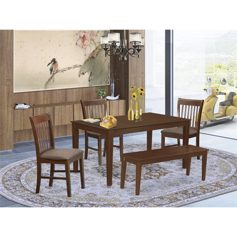 Pemberly Row 5-Piece Wood Dining Room Set in Mahogany Finish