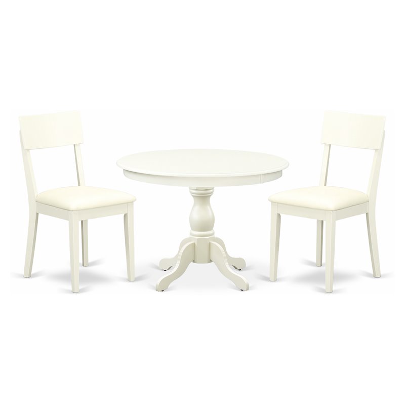 Pemberly Row 3-Piece Wood Dining Set with Slat Back Chairs in Linen White