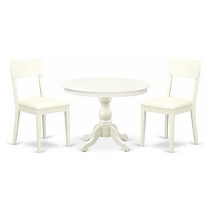 Pemberly Row 3-Piece Wood Dining Set with Slat Back Chairs in Linen White