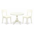 Pemberly Row 3-Piece Wood Dining Set with Slat Back Chairs in Linen White