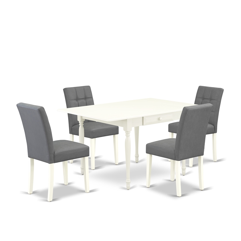 Pemberly Row 5-Piece Rubberwood Dining Set with Platinum Gray Chairs