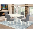 Pemberly Row 5-Piece Rubberwood Dining Set with Platinum Gray Chairs