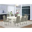 Pemberly Row 9-Piece Dining Set with Linen White Table & Shitake Chairs