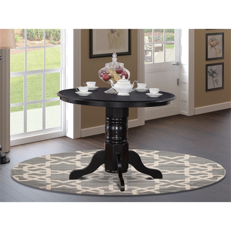 Pemberly Row 42-In Round Wood Dining Table in Black and Cherry Finish