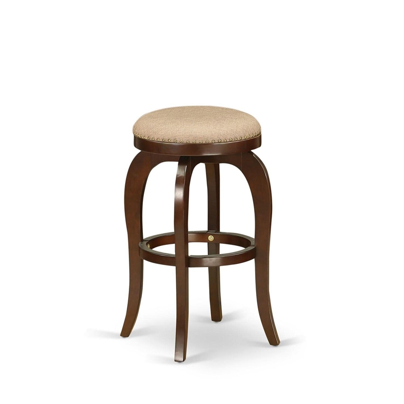 Pemberly Row 30-In Backless Swivel Bar Stool in Mocha Mahogany Finish