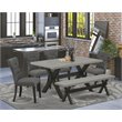 Pemberly Row X-Style 6-Piece Wood Dining Set Gotham Gray/Cement/Black