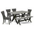 Pemberly Row X-Style 6-Piece Wood Dining Set Gotham Gray/Cement/Black
