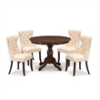 Pemberly Row 5-Piece Dinette Set with Round Wood Table in Antique Walnut