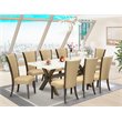 Pemberly Row X-Style 9-Piece Wood Dining Set in Linen White and Brown