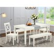 Pemberly Row 5-Piece Dining Set with 2 Benches in Linen White