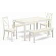 Pemberly Row 5-Piece Dining Set with 2 Benches in Linen White