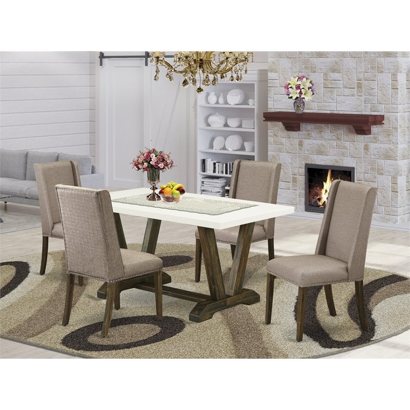 Pemberly Row 5-Piece Wood Dining Set in Distressed Jacobean Finish