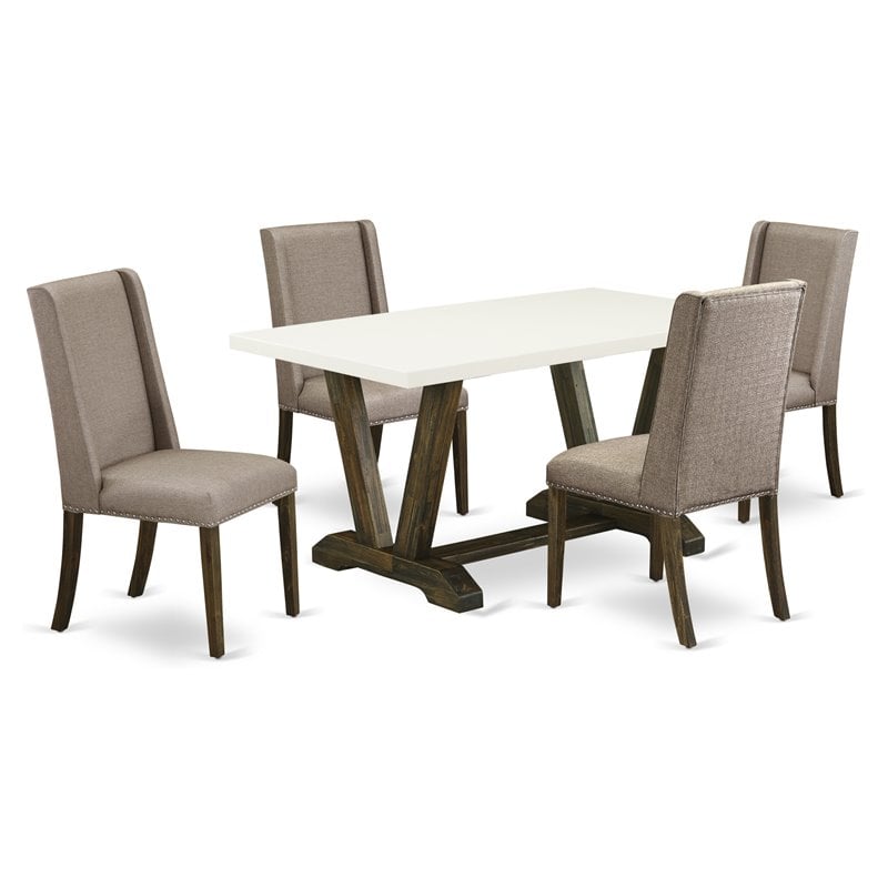 Pemberly Row 5-Piece Wood Dining Set in Distressed Jacobean Finish