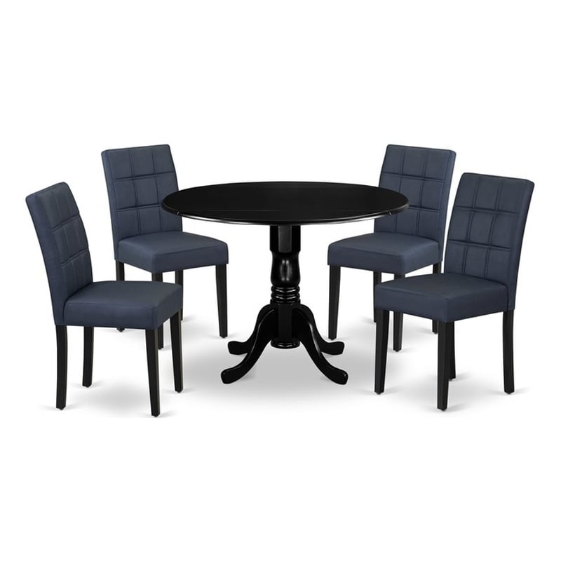 Pemberly Row 5-Piece Rubberwood Kitchen Set with Dropleaf Table in Black
