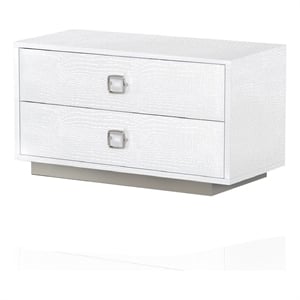 Pemberly Row 32&quot Modern Nightstand 2 Drawers Textured Lacquer Finish White