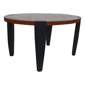 Pemberly Row 35&quot Oval Top Coffee Table Mango Wood Iron Frame Brown Black