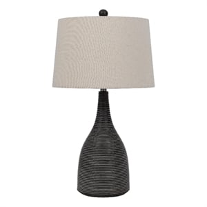 Pemberly Row 29&quot Classic Table Lamp Textured Lined Body Ceramic Charcoal