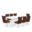 Pemberly Row 9-Piece Kitchen Table Set in Linen White and Burgundy