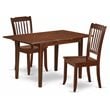 Pemberly Row 3-Piece Dining Set with Slatted Chairs in Mahogany Finish