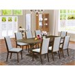 Pemberly Row 9-Piece Wood Dining Set with Parson Chairs in Walnut