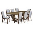 Pemberly Row 9-Piece Wood Dining Set with Parson Chairs in Walnut