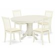 Pemberly Row 5-Piece Dining Set with Linen Seats in White Wood