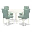 Pemberly Row 5-Piece Round Table Dining Set in Linen White/Willow Green