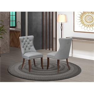 Pemberly Row Faux Leather Parson Chairs in Mahogany & Light Gray (Set of 2)