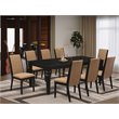 Pemberly Row 9-Piece Wood Dining Table Set in Black with Light Sable Chairs