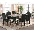 Pemberly Row X-Style 7-Piece Dining Set in Black and Cement Finish
