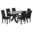 Pemberly Row X-Style 7-Piece Dining Set in Black and Cement Finish
