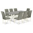 Pemberly Row X-Style 9-Piece Dinette Table Set in White and Cement