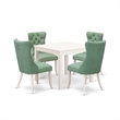 Pemberly Row 5-Piece Kitchen Set in Linen White with Willow Green Chairs