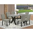 Pemberly Row 7-Piece Dining Set with Light Gray Table and Parson Chairs