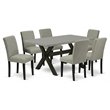 Pemberly Row 7-Piece Dining Set with Light Gray Table and Parson Chairs