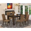 Pemberly Row 7-Piece Dining Set in Jacobean with Tufted Chairs