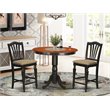 Pemberly Row 3-Piece Round Wood Dining Set with Stools in Black & Cherry