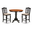 Pemberly Row 3-Piece Round Wood Dining Set with Stools in Black & Cherry