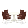 Pemberly Row 5-Piece Rubberwood Dining Set in Linen White & Burgundy