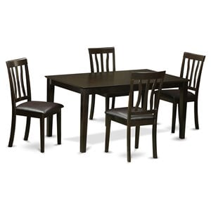 Pemberly Row 5-Piece Rectangular Wood Dining Set in Cappuccino Finish
