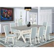 Pemberly Row X-Style 9-Piece Wood Dining Set in White/Blue/Cement