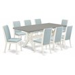 Pemberly Row X-Style 9-Piece Wood Dining Set in White/Blue/Cement