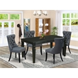 Pemberly Row 5-Piece Dining Table Set with Parsons Chairs in Black