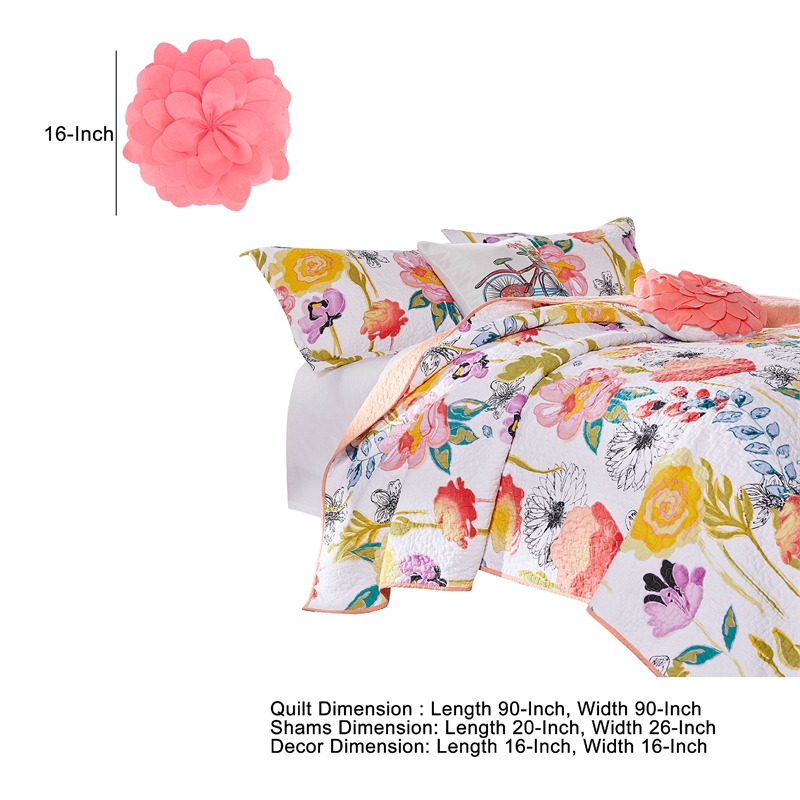 Pemberly Row 5 Piece Full Quilt Set Spring Floral Print Multicolor