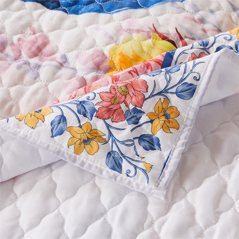 Pemberly Row 3 Piece Full Quilt Set Peacock Floral Print Multicolor