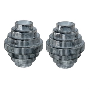 Pemberly Row Set of 2 Glass Vases Geometric Round Smokey Blue and Clear