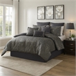 Pemberly Row 9 Piece Queen Comforter Set Damask Pattern Charcoal Gray